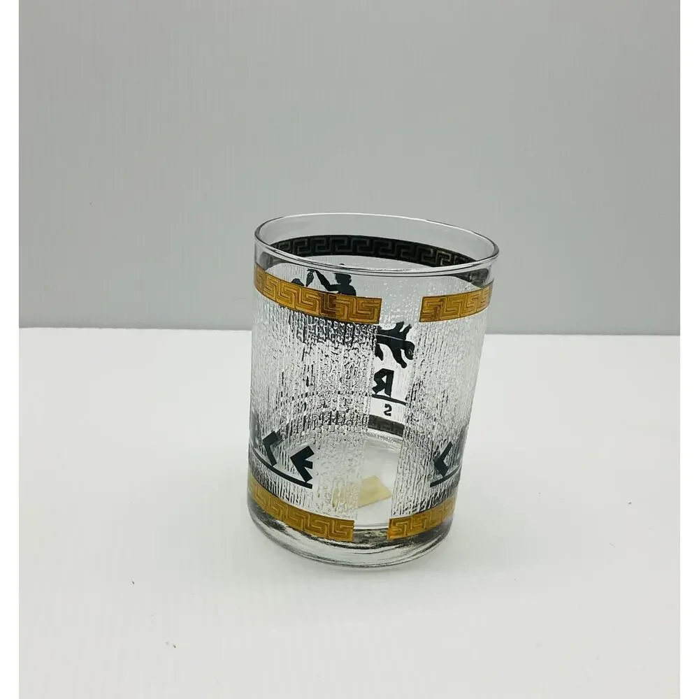 Vintage Caesars Palace Las Vegas Lowball Rocks Whiskey Glass 22K Gold